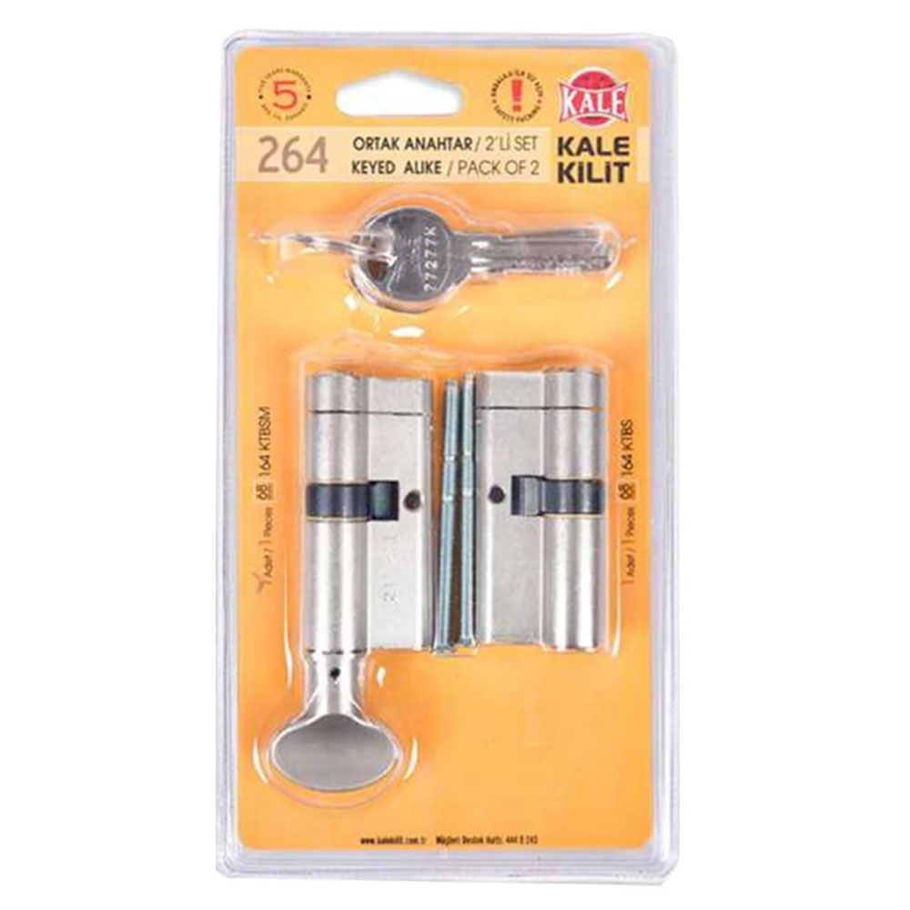 KALE ÇİFT ORTAK ANAHTARLI 164 SNC+SMC 68MM NİKEL BAREL